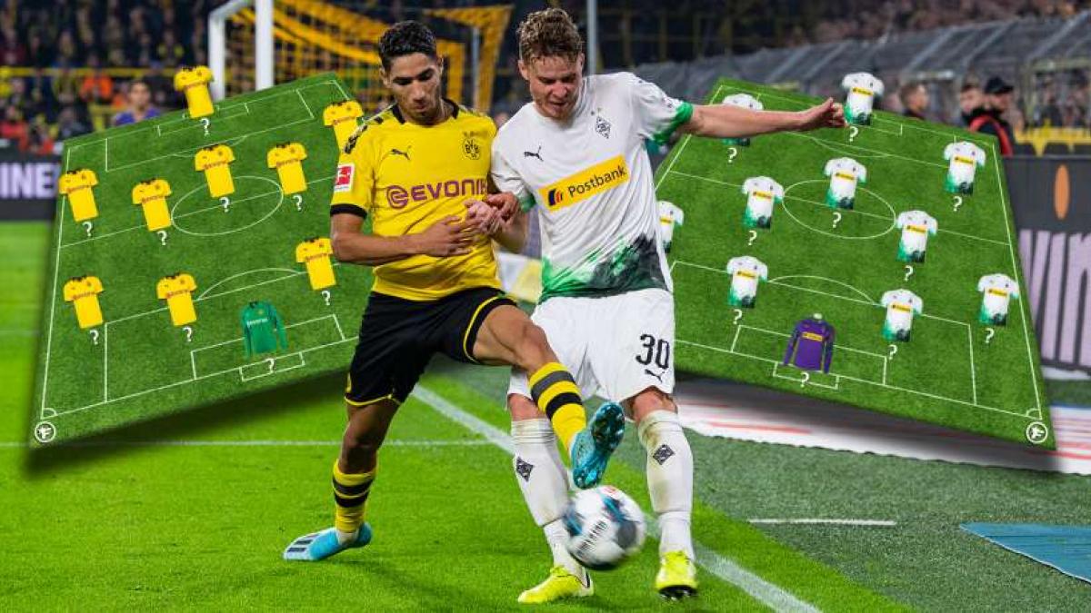 aufstellungen: teilnehmer: borussia dortmund gegen borussia mönchengladbach