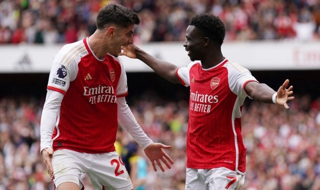Kai Havertz und Bukayo Saka freuen sich gemeinsam