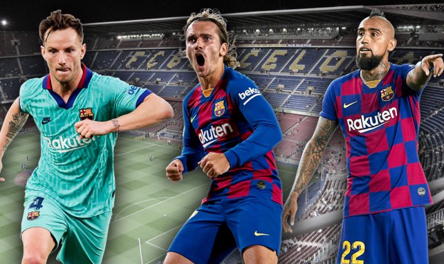 Ivan Rakitic, Antoine Griezmann und Arturo Vidal (v.l.n.r.) könnten Barça verlassen