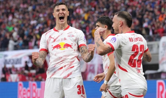 Benjamin Sesko im Trikot von RB Leipzig