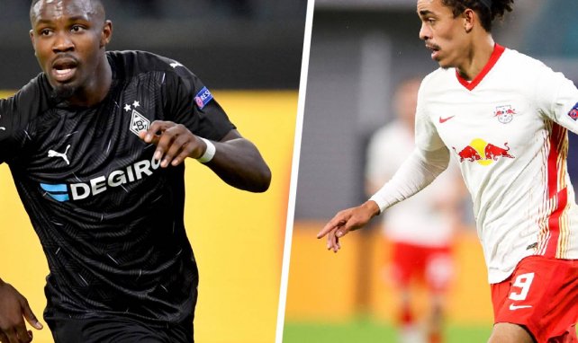 Zwei Angreifer im Fokus: Gladbachs Marcus Thuram und Leipzigs Yussuf Poulsen