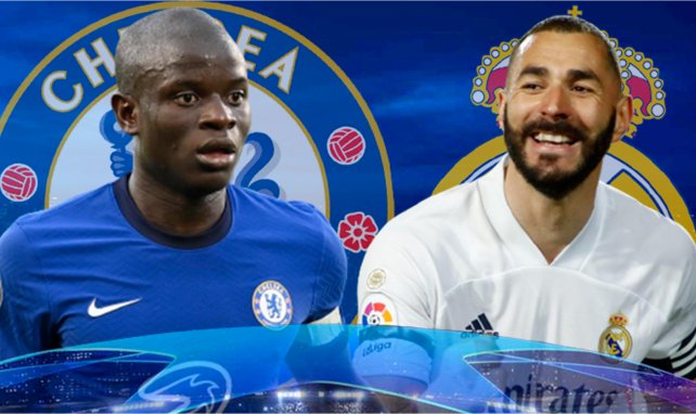 N'Golo Kanté (l.) trifft mit dem FC Chelsea auf Karim Benzama und Real Madrid