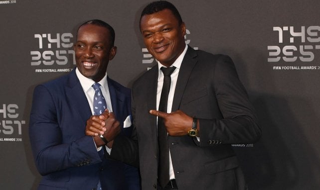 Dwight Yorke (l.) mit Marcel Desailly (r.) bei einer Preisverleihung 2018