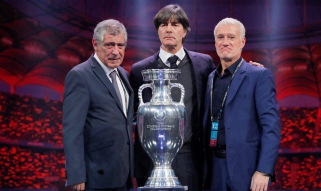 Fernando Santos (l.) mit Jogi Löw und Didier Deschamps