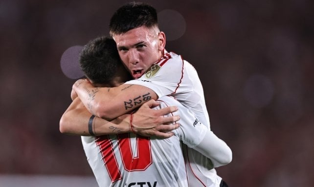 Franco Mastantuono bejubelt einen Treffer für River Plate