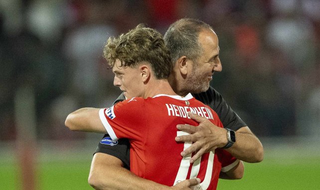 Trainer Frank Schmidt und Paul Wanner vom 1. FC Heidenheim