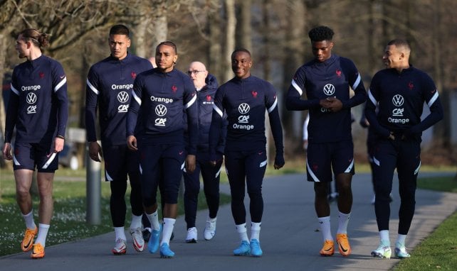 Die französische Nationalmannschaft vor dem Training