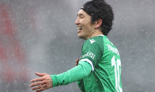 Genki Haraguchi bejubelt einen Treffer für Hannover 96