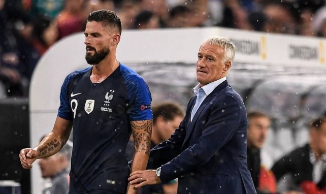 Olivier Giroud mit Trainer Didier Deschamps
