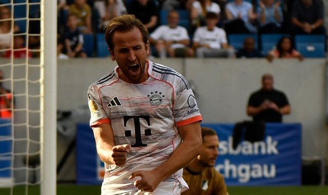Harry Kane jubelt über ein Tor für den FC Bayern
