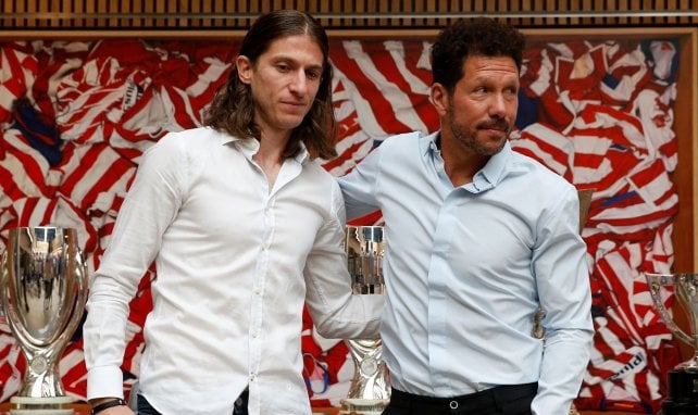 Filipe Luís (l.) mit Diego Simeone