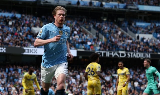 Kevin De Bruyne freut sich verhalten über ein Tor von Manchester City