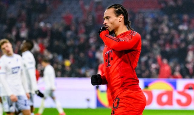 Leroy Sané jubel über ein Tor für den FC Bayern