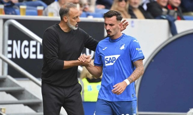 TSG-Trainer Pellegrino Matarazzo mit Mergim Berisha