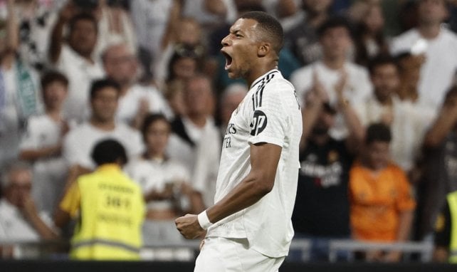 Kylian Mbappé bejubelt einen Treffer für Real Madrid