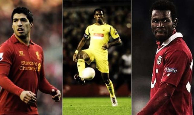 Stürmer auf dem Sprung: Suárez, Eto'o & Diouf
