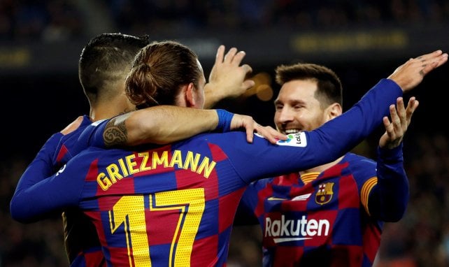 Messi jubelt mit Griezmann und Suárez