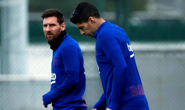 Lionel Messi (l.) und sein Kumpel Luis Suárez