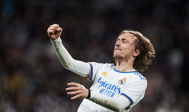 Luka Modric jubelt im Trikot von Real Madrid