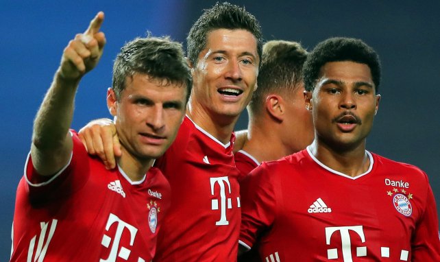 Die Bayern-Offensive um Müller, Lewandowski und Gnabry (v.l.n.r.)