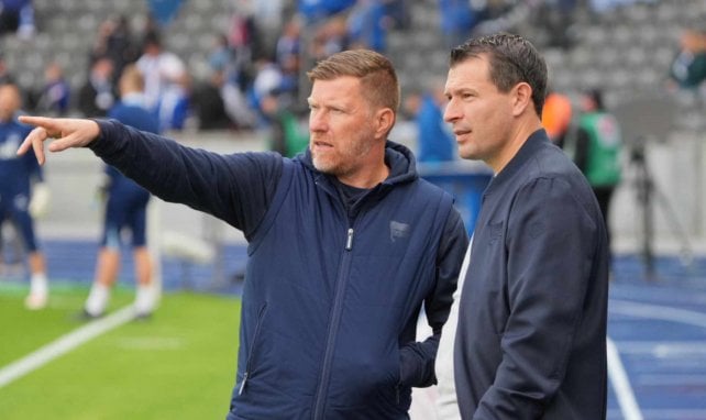 Andreas Neuendorf (Leiter Lizenzbereich) und Benny Weber (Sportdirektor) von Hertha BSC