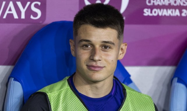 Nicolò Tresoldi auf der Bank der deutschen U21-Nationalmannschaft
