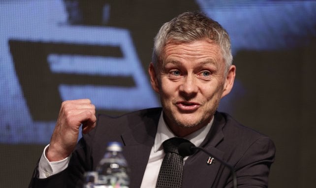 Ole Gunnar Solskjaer auf einer Pressekonferenz