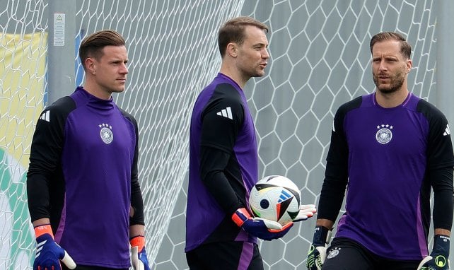 Oliver Baumann, Manuel Neuer und Marc-Andre ter Stegen im DFB-Training