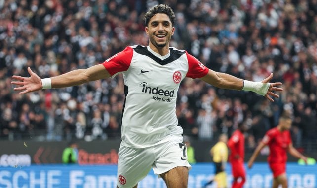 Omar Marmoush bejubelt ein Tor für Eintracht Frankfurt