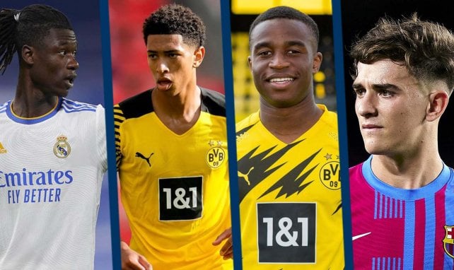 Camavinga, Bellingham, Moukoko und Gavi sind unter den Nominierten (v.l.n.r.)