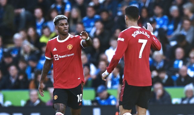 Marcus Rashford (l.) mit Cristiano Ronaldo