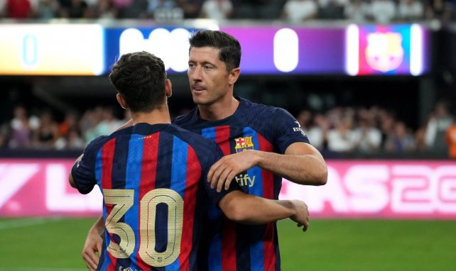 Robert Lewandowski avec le maillot du Barça, à Las Vegas