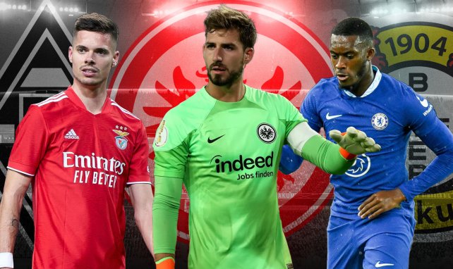 Kevin Trapp (m.) bleibt bei Eintracht Frankfurt