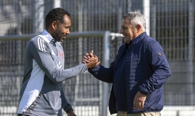 Daniel Thioune (l.) steht kurz vor einer Verlängerung bei Fortuna Düsseldorf, Manager Klaus Allofs gefällt das.