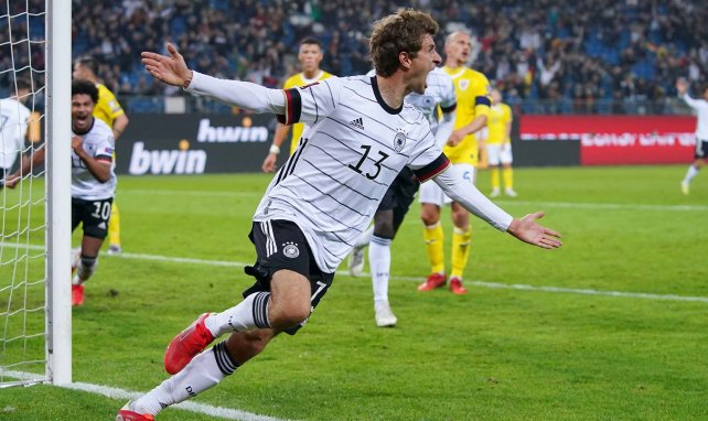 Thomas Müller beim Torjubel gegen Rumänien
